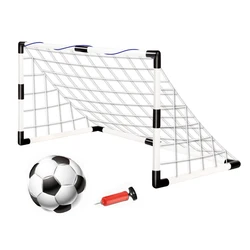 Foldable Children's Soccer Goal Set with Pump & Ball (WHITE)