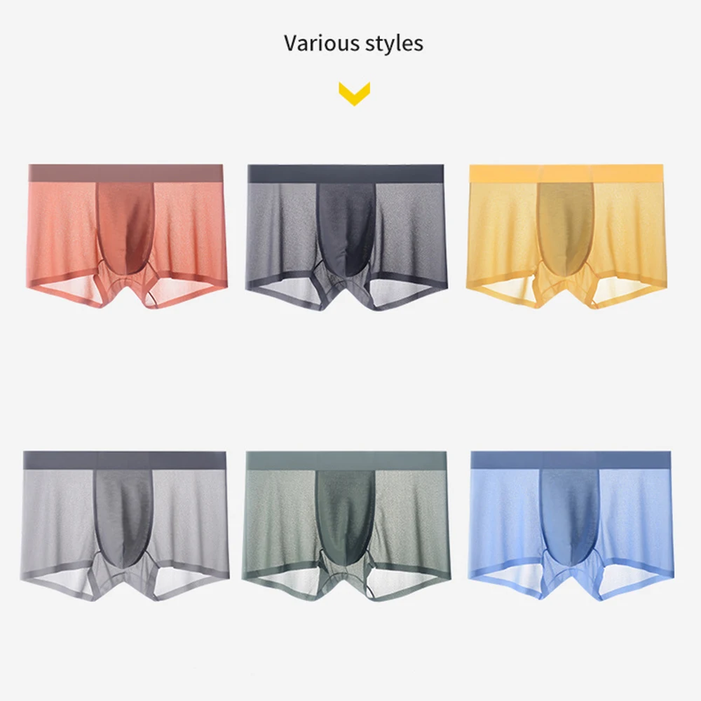 3Pcs männer Höschen Unterhosen Eis Seide Ultra-dünne Unterwäsche Waben Mesh Nahtlose Antibakterielle Atmungsaktive Boxer boxershorts – Detail 8