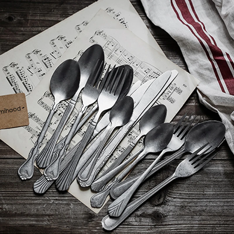 1 Pieces Vintage Tableware Spoon Knife Fork Table Shooting Old Style Coffee Spoons Photography Props Retro Kitchen Food Decor
