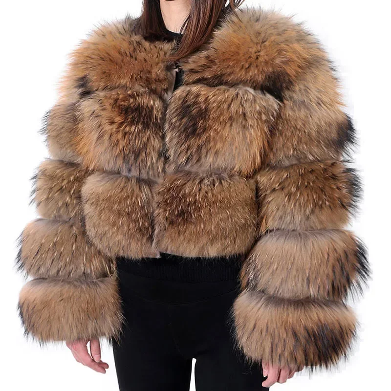 MAOMAOKONG Super Hot Winter Women Luxury Thick Real Raccoon Fur Coat Natural Fox Fur Jacket Plus Size Furry Jackets Female Vest 5