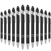 12 Pcs of Metal Aluminum Handle Push Pen Simple Can be Used for Writing and Touch Screen 2 in 1 Ballpoint Pen for Students 1