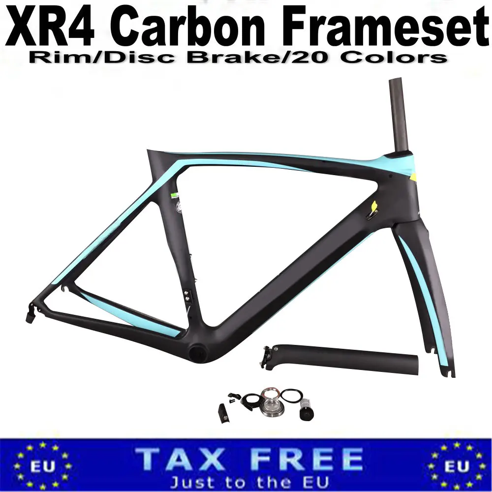 

T1000 Black Carbon XR4 Bicycle Frameset Matte Carbon Road Bike Frame Rim Disc Brake 20 Colors