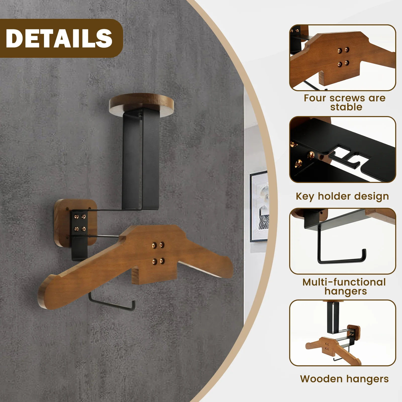 Helmet Rack Wall Mount Wood Motorcycle Helmet Holder All-in-one Helmet Key Rack Bicycle Helmet Display Hanger for Keys Gloves 5