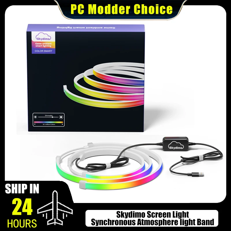 รูปสินค้า ไฟ Ambient Light RGB ของ Skydimo สำหรับจอคอมพิวเตอร์ตั้งโต๊ะ, ไฟ LED สำหรับตกแต่งห้องเล่นเกม 16 ล้านสี สำหรับจอแสดงผลขนาด 24 27 32 34 นิ้ว
