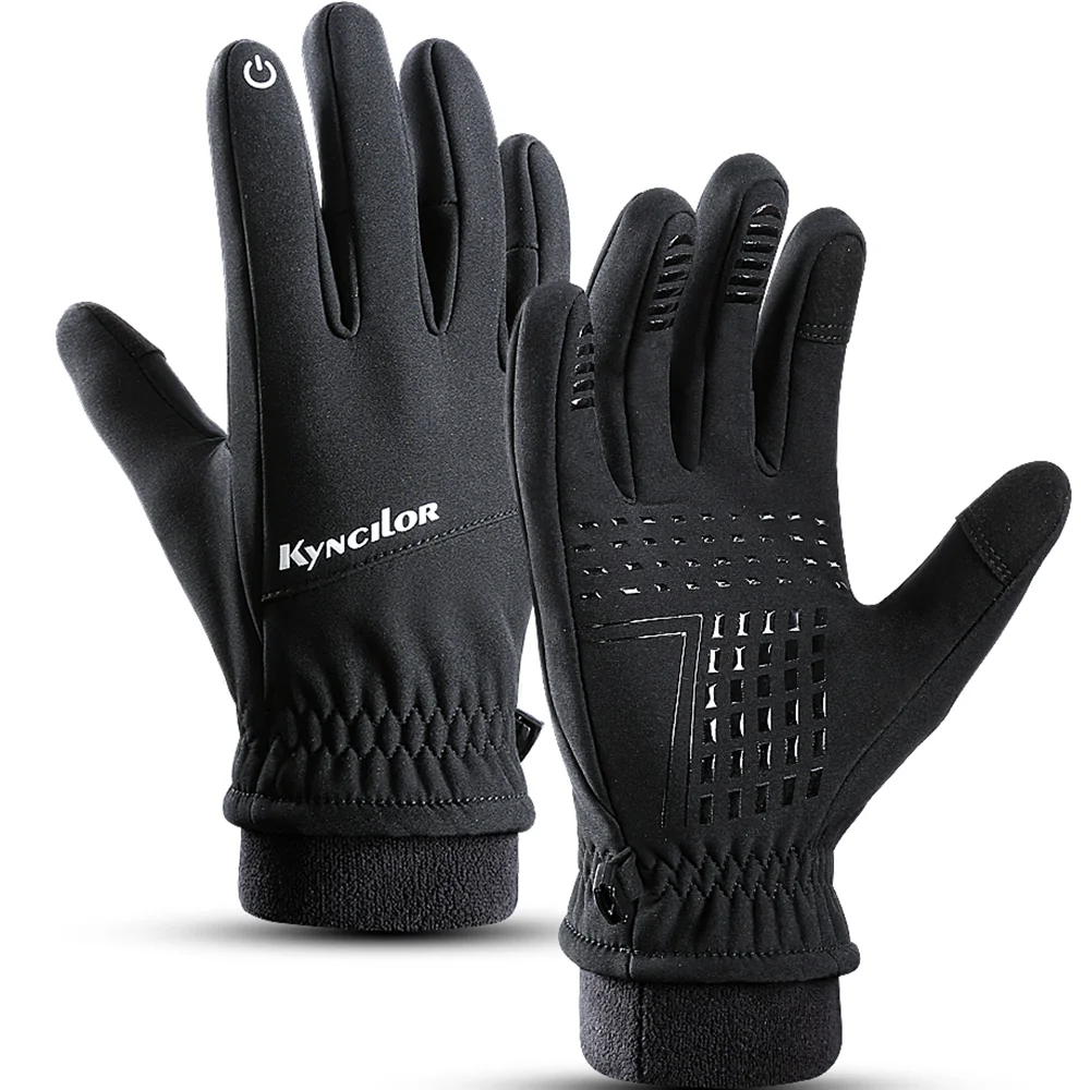 

Autumn Winter Full Finger Motorcycle Gloves Men Black Thermal Warm Cycling Gloves Outdoor Bicycle Ski Gloves for Camping Hiking