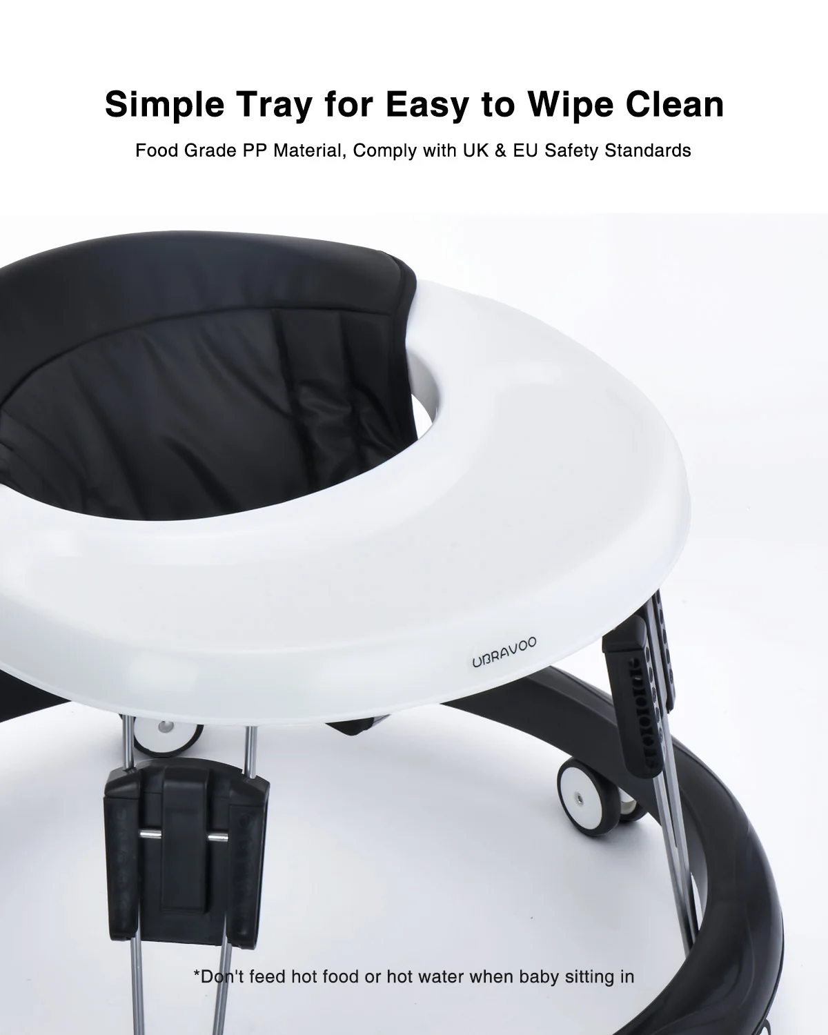 UBRAVOO Baby Walker Round Adjustable with Universal Wheels, 9 Adjustable Height Folding & Compact ,6-18 Months Toddler ,ZM01 3