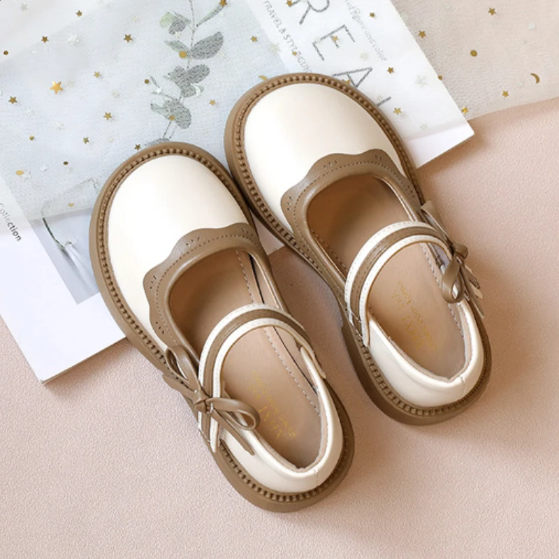 Girl School Shoes Patchwork Princess Shoes for Children Shallow Toddler Ruffled Edge Leather Causal Mary Janes mary jane shoes girls shoes