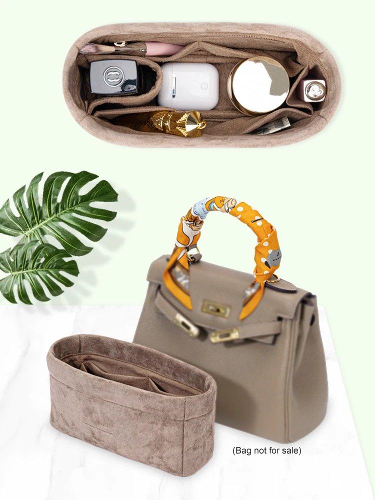 Two-faced Plush Insert Bag Organizer fit For H Kelly 25 28 Bag Inner Liner Make up bag travel essential gift for love