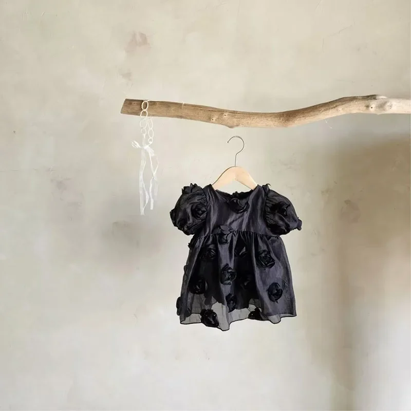 Cute Girls Summer Baby Bodysuit 3D Flower One Piece