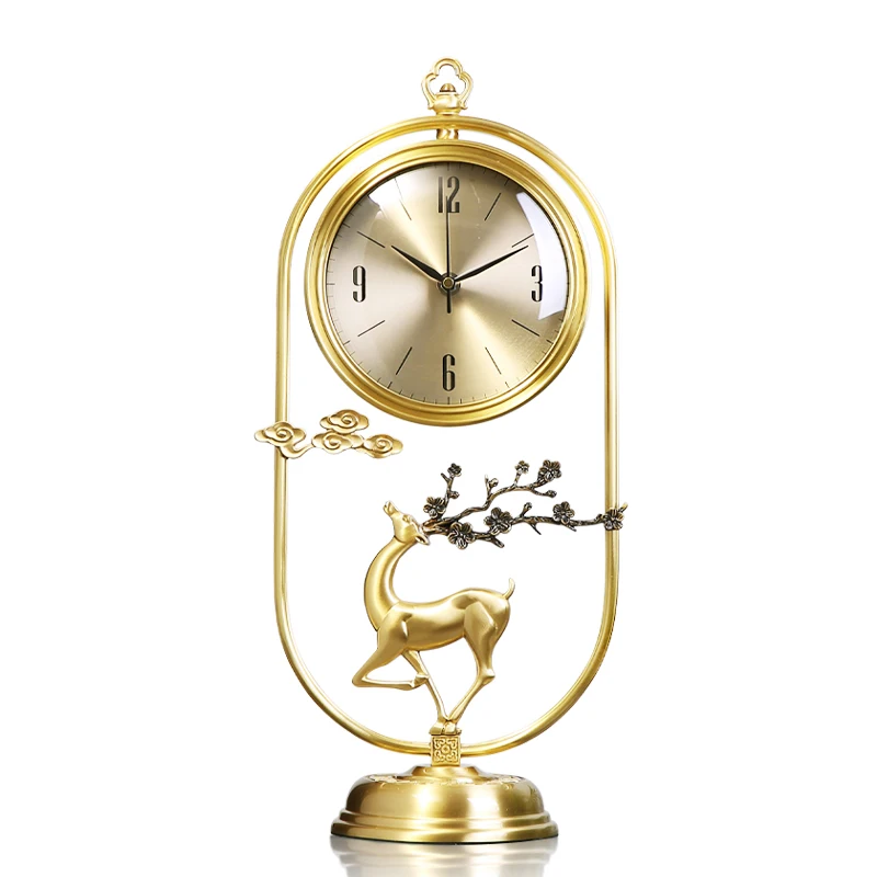 *New Chinese style pure copper seat clock, living room, household desktop clock, light luxury, silent desktop clock ornament