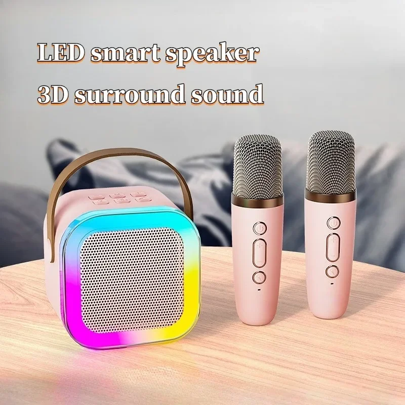 Mini Bluetooth Speaker Portable Speaker Bluetooth Speaker Karaoke Speaker Audio Speaker K12 With 2 Microphone RGB For Child Home