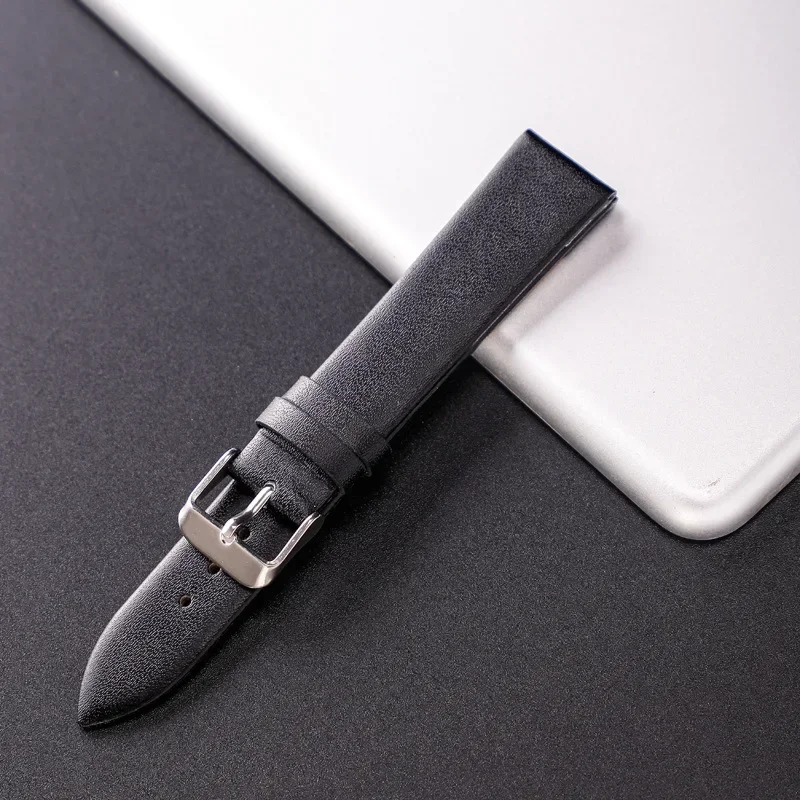 Ultra-Thin Colorful Cowhide Leather Watch Strap with Needle Pattern Design