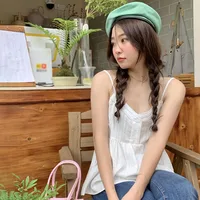 Korean Version Loose Fit V Neck Camisole For Women Solid Color Sweet Lace Stitching Summer Casual Versatile Sleeveless Tank Top - Image 5