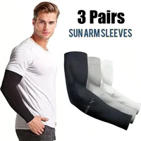 3 paires de manchons en soie glacée unisexe, manchons de bras de Protection solaire d'été adaptés à l'équitation en plein air, à la conduite et à la pêche 1