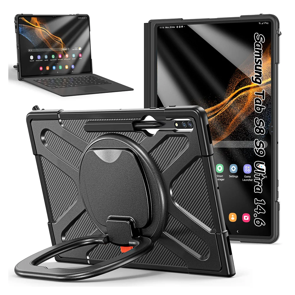 

Case For Samsung Tab S8 S9 Ultra 14.6 2022 X900/X906 Generation Shockproof Tablet Cover Handle Stand S9 Ultra 2023 X910