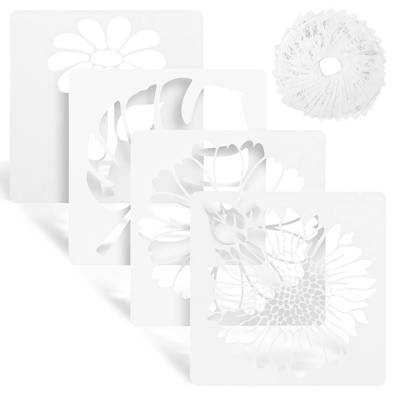 36 Pcs Painting Template Flower Stencils for Drawing Sunflower Animal Crafts Reusable The Pet Floral on Wood