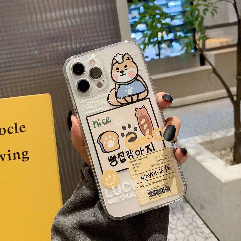 Cute Clear Cartoon Label Cat Korean Phone Case For Iphone 14 13 12 11 Pro Max Xr X Xs Max 7 8 Puls Se Cases Soft Silicone Cover Phone Case Covers Aliexpress