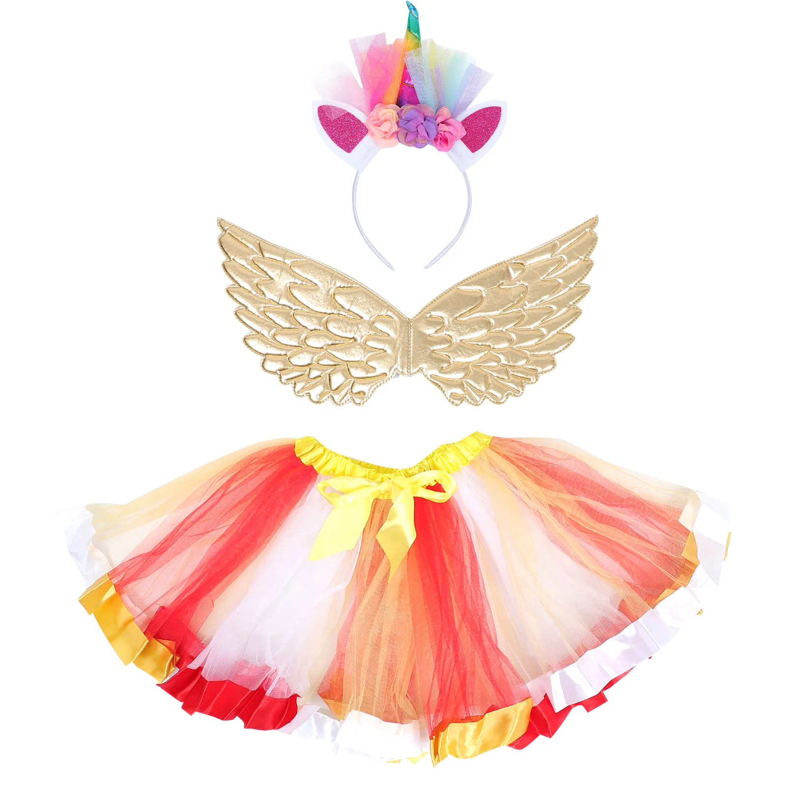 

Layered Tulle Tutu Skirt Rainbow Tutu Ballet Skirt with Headband& Fairy- Costume Dressing Tutu Skirt Set for Toddlers, Birthday