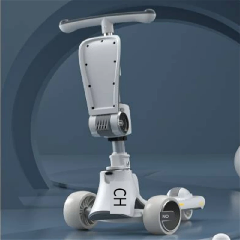 Scooter Children's Three-In-One Scooter Can Sit and Slide One-Key Folding 2-12 Children's Outdoor Sports Smooth Portable