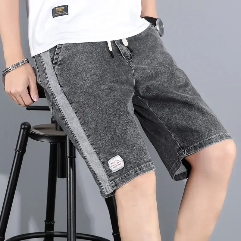 thumbnail image 1 of Pantalones vaqueros cortos para hombre, anchos, holgados, con bolsillos, estilo cargo, estilo harén, estilo Y2k, moda urbana, finos, talla XL, 1 of 5