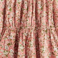 Robe à manches longues de style étranger pour filles, bord d'oreille élastique, petite fleur, douce, fraîche, printemps, automne 6