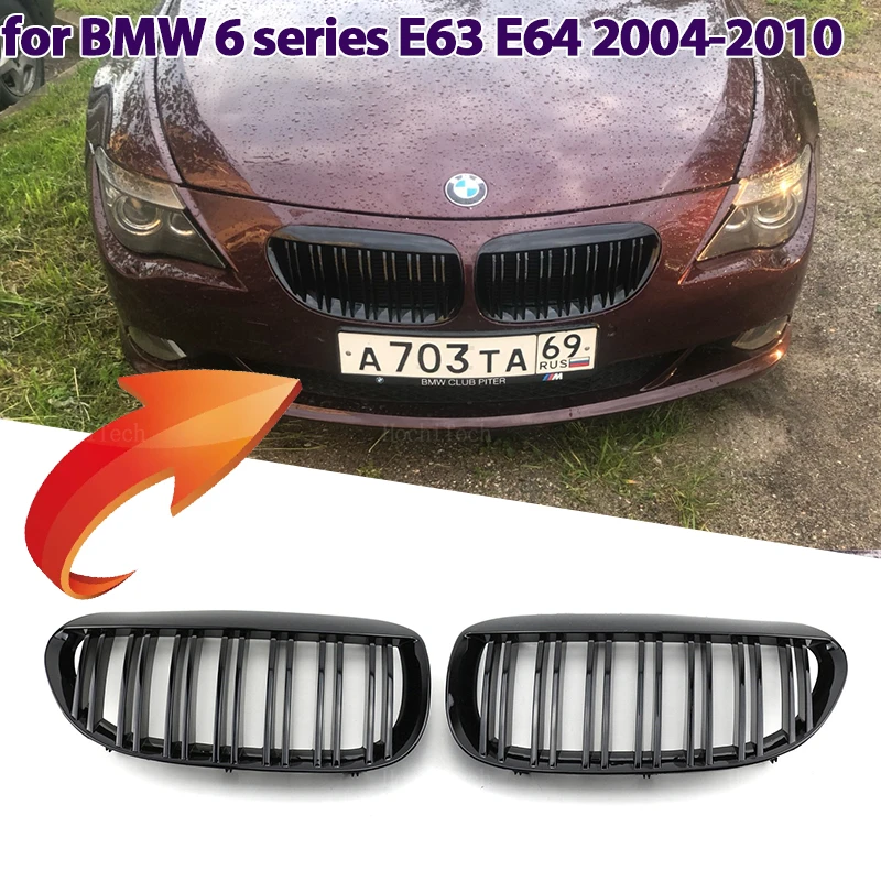 

High Quality Car Front Bumper Kidney Grille For BMW 6 Series E63 E64 2004-2010 Replacement Double Slat Black Grilles