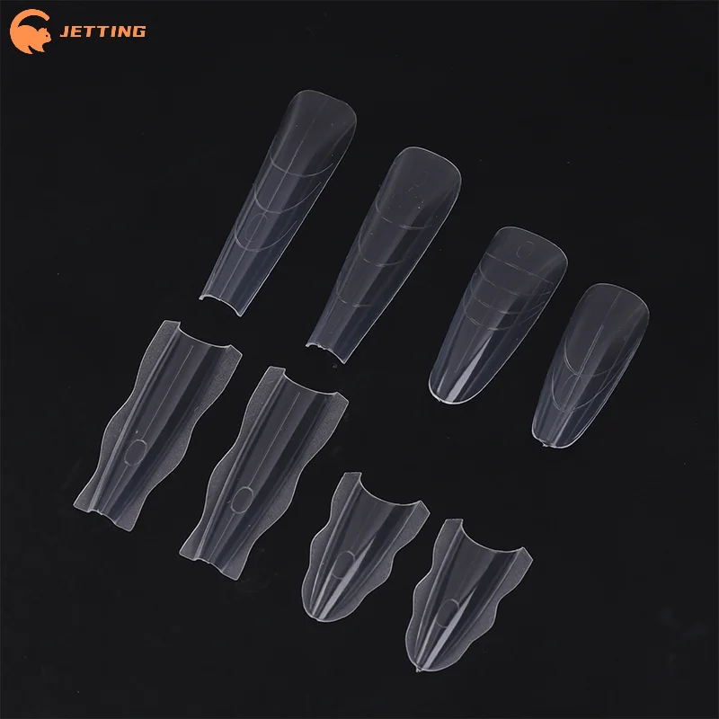 (신제품) 60개 샌드위치 네일 폼 빠른 네일 연장용 네일 몰드 초보자 전문가 여성용 플라스틱 네일 폼 도구