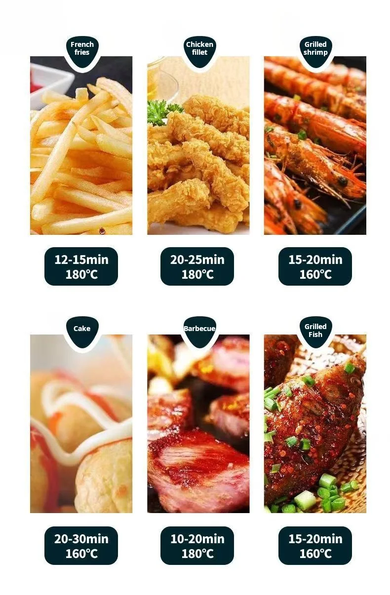 Air fryer, no flip, home large capacity, multifunctional, fully automatic, metal inner cavity, oil-free oven integrated 4