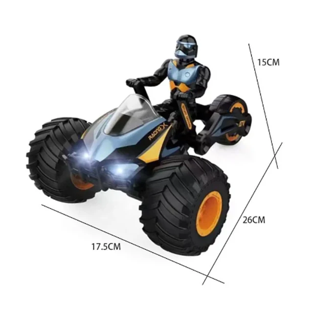 Free Shipping RC Car 2.4G Remote Control Motorcycle Two Forms 360°stunt Rotation Lighting Sound STAR CAVALRY Children's Toy Gift 6