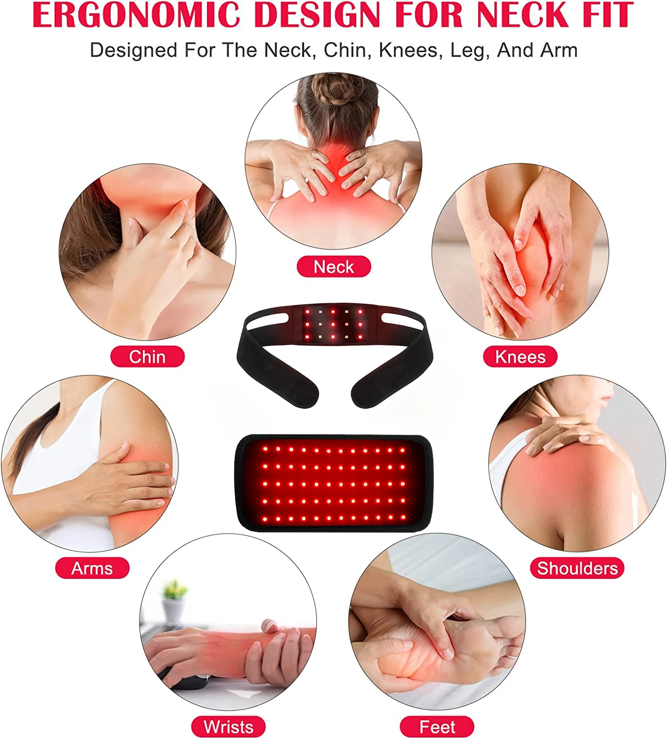 Red Light Therapy Infrared Therapy Belt Chin Strap Wearable Laser Lipo Pain Relief For Neck Waist Knees Arms Wrists,light therapy belt,red light therapy panel,infrared therapy lamp