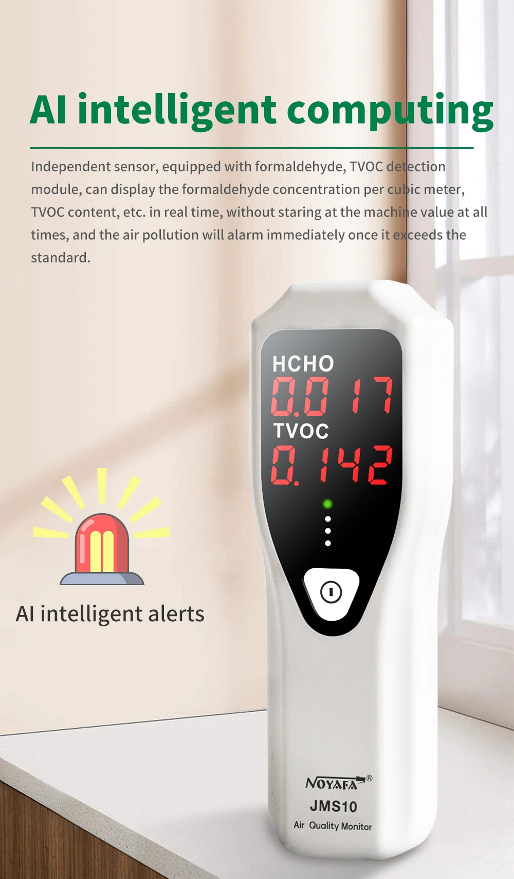 NOYAFA JMS10 Air Quality Monitor HCHO TVOC Gas Formaldehyde Monitor Tester For C