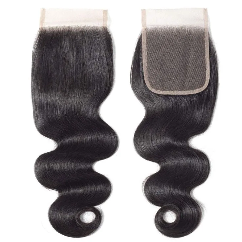 Body Wave 4x4 Lace Closure Human Hair Pre-Plucked Hairline Brazilian Virgin Hair Transparent Lace Closure Soft and Silky