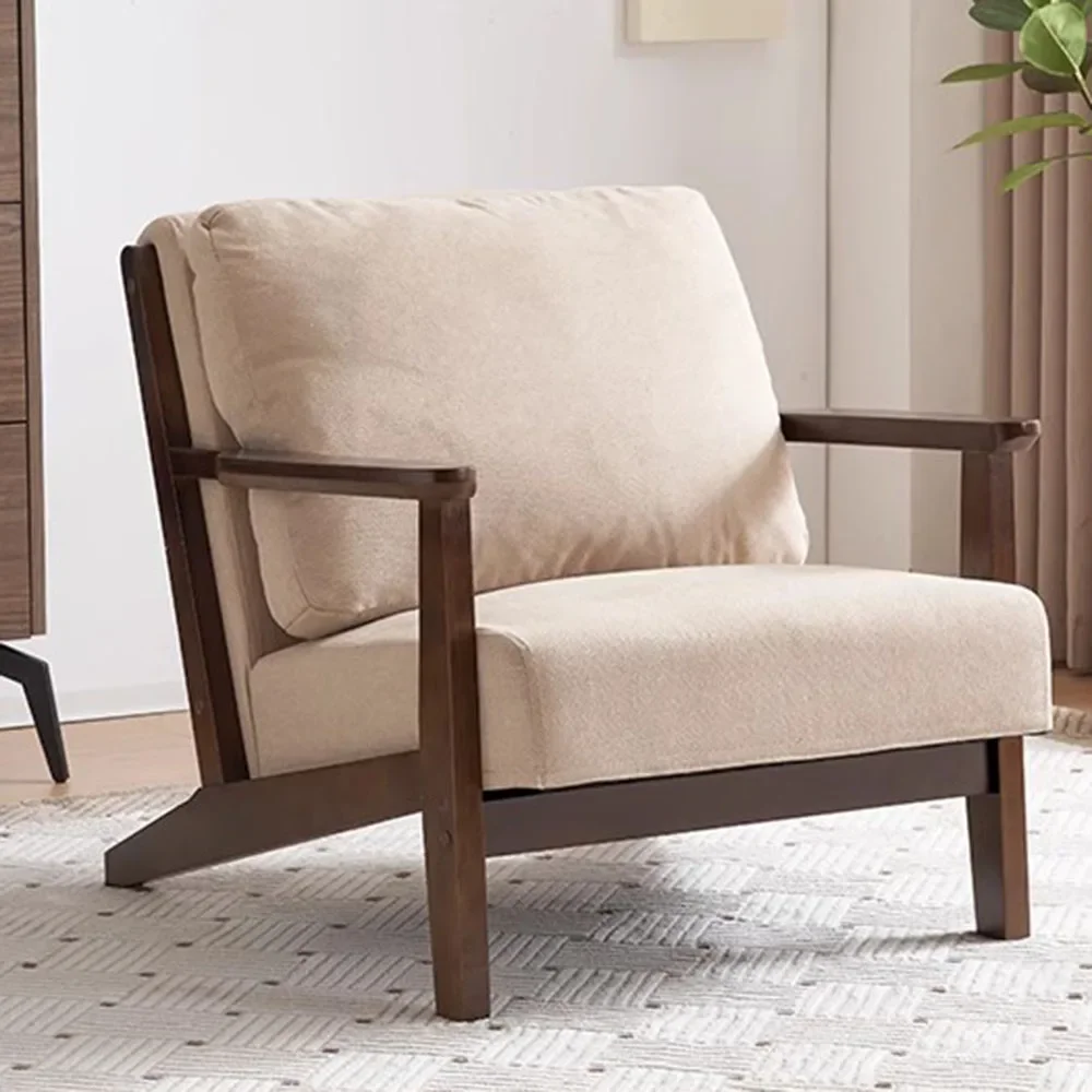 

Wood Luxury Living Room Chairs Modern Back Support Single Balcony Living Room Chairs Fashion Reading Chaise Bois Home Decoration