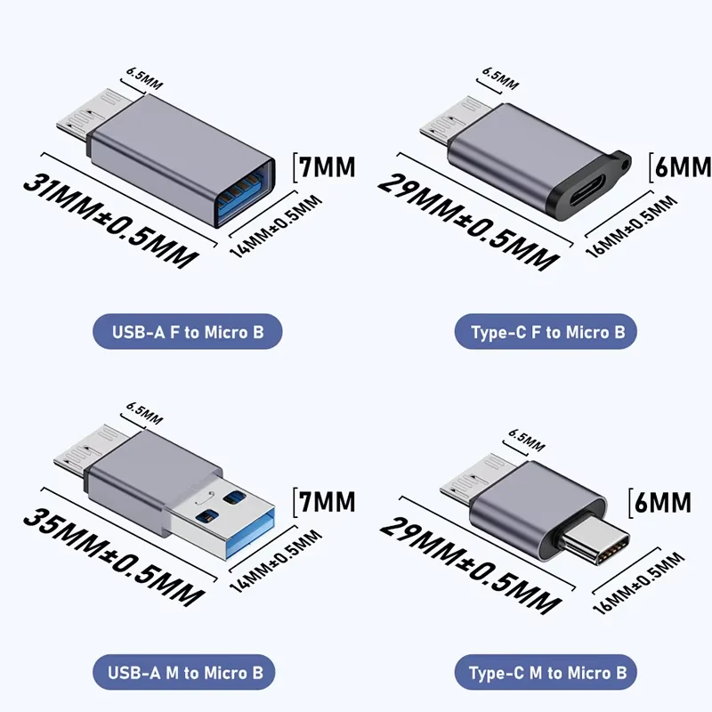 High-Speed USB-C Female to Micro B Male Adapter