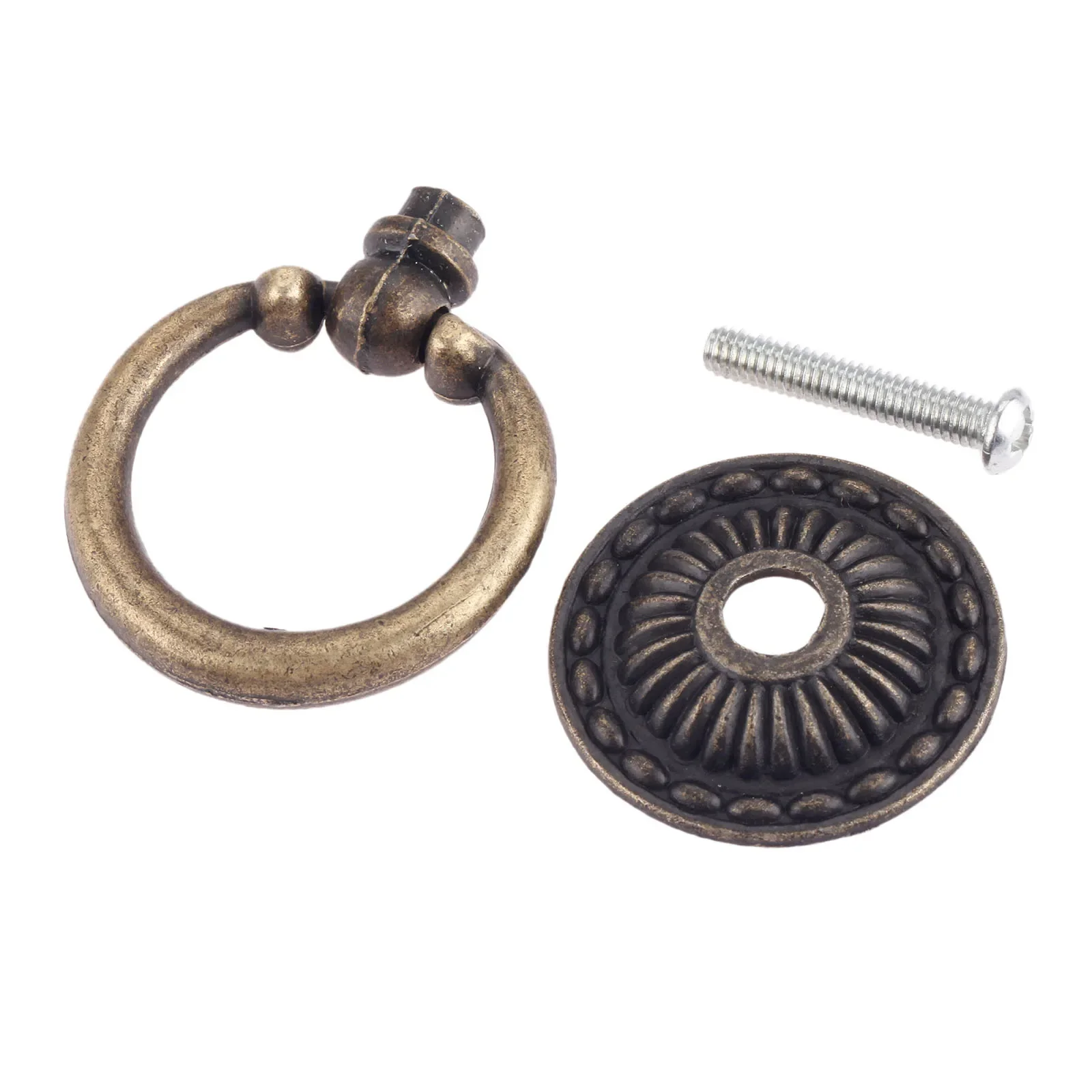 1Pc 46*32mm Antique Bronze Furniture Knobs Kitchen Door Drawer Cupboard Cabinet Jewelry Wood Box Ring Pull Knob