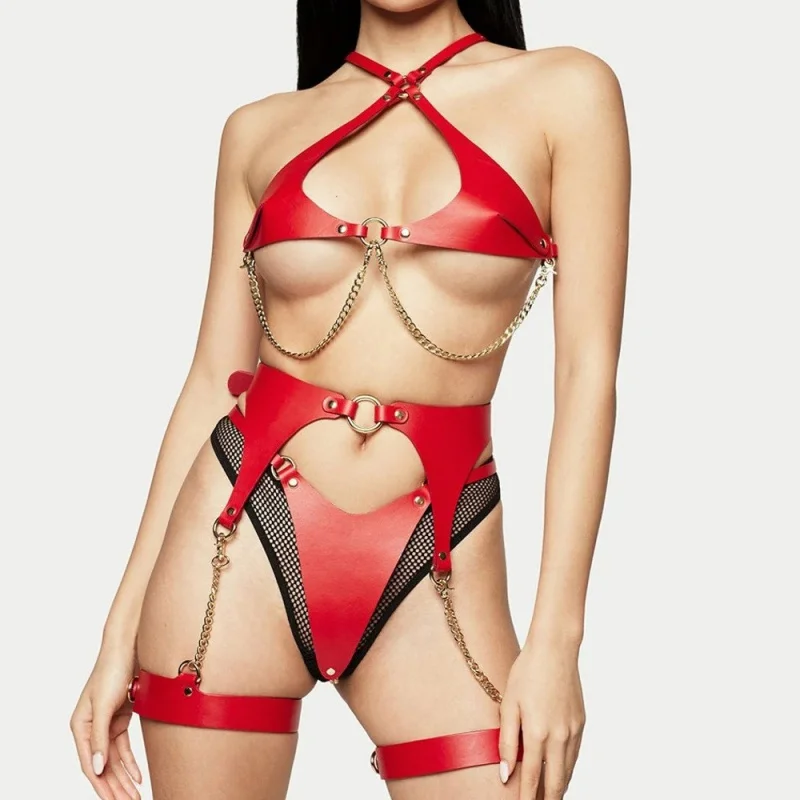 Women's Sexy Binding Underwear Adult Sexy Toys BDSM Leather Suit Nightclub Alternative Binding Flirting Clothes