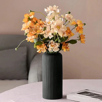 Vaso di plastica a righe simile alla ceramica per fiori composizione floreale decorativa Display creativo piccolo vaso di fiori 1