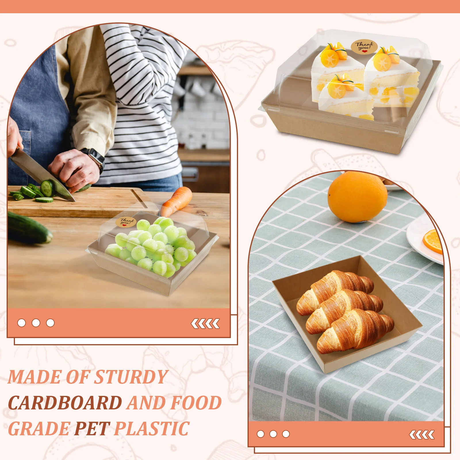 100/50pc Cake Box Dessert Candy Box with Clear Lid Food Packe for Wedding Party Christmas Decor Sandwich Bread Nuts Gift