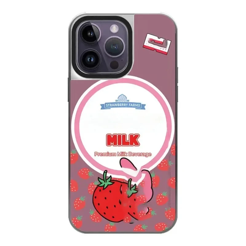 

Silver Border Mirror Surface New Rabbit Pattern iPhone 12 13 14 15 Pro Max Protective Case with MagSafe