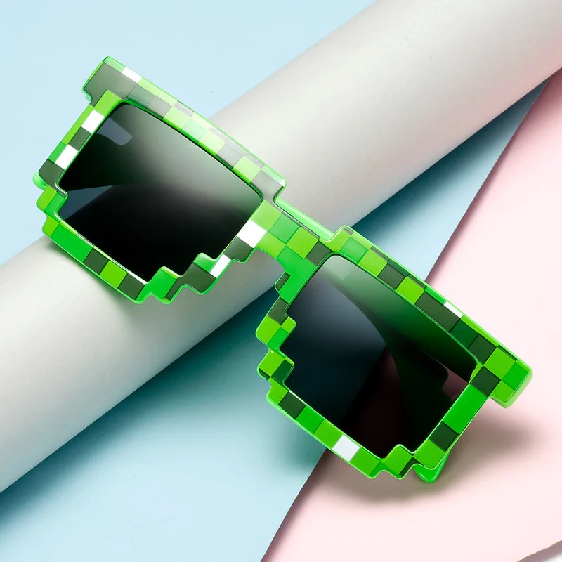 Funny Sunglasses Sun Glasses Creeper Glasses Novelty Mosaic Funny Goggles Boys Girls Pixel Eyewear