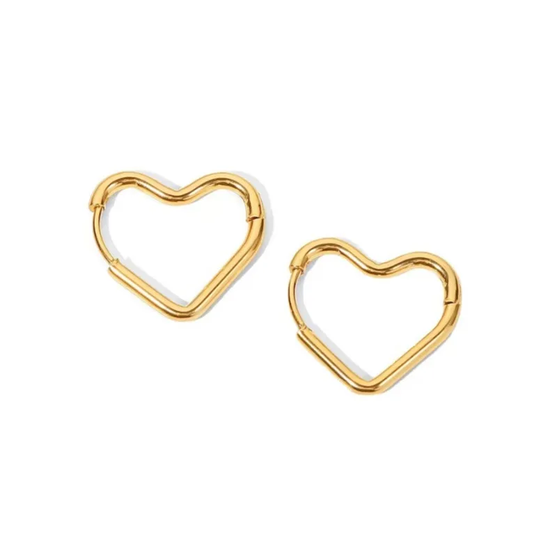 2pcs Stainless Steel Heart Earrings Studs For Women Girl Simple Punk Hoop Earrings Piercing Jewelry Gift