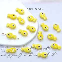 Set of 10 Fish-Shaped Ceramic Spacer Beads for Jewelry Making and DIY Accessories (08 Yellow)