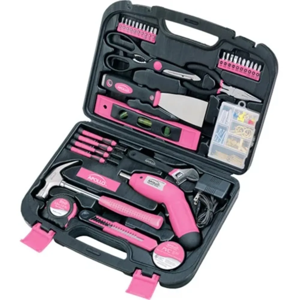 

Apollo Precision Tools DT0773N1 135-Piece Household Tool Set including 3.6v Cordless Screwdriver, Pink
