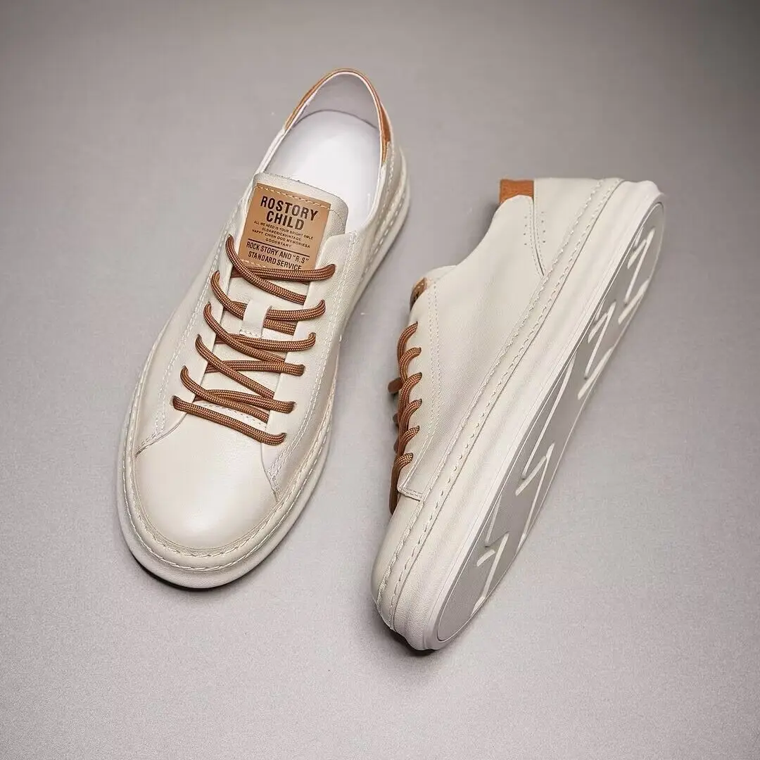 Men casual shoes leather flat fashion vent hole soft 2024 Summer 4