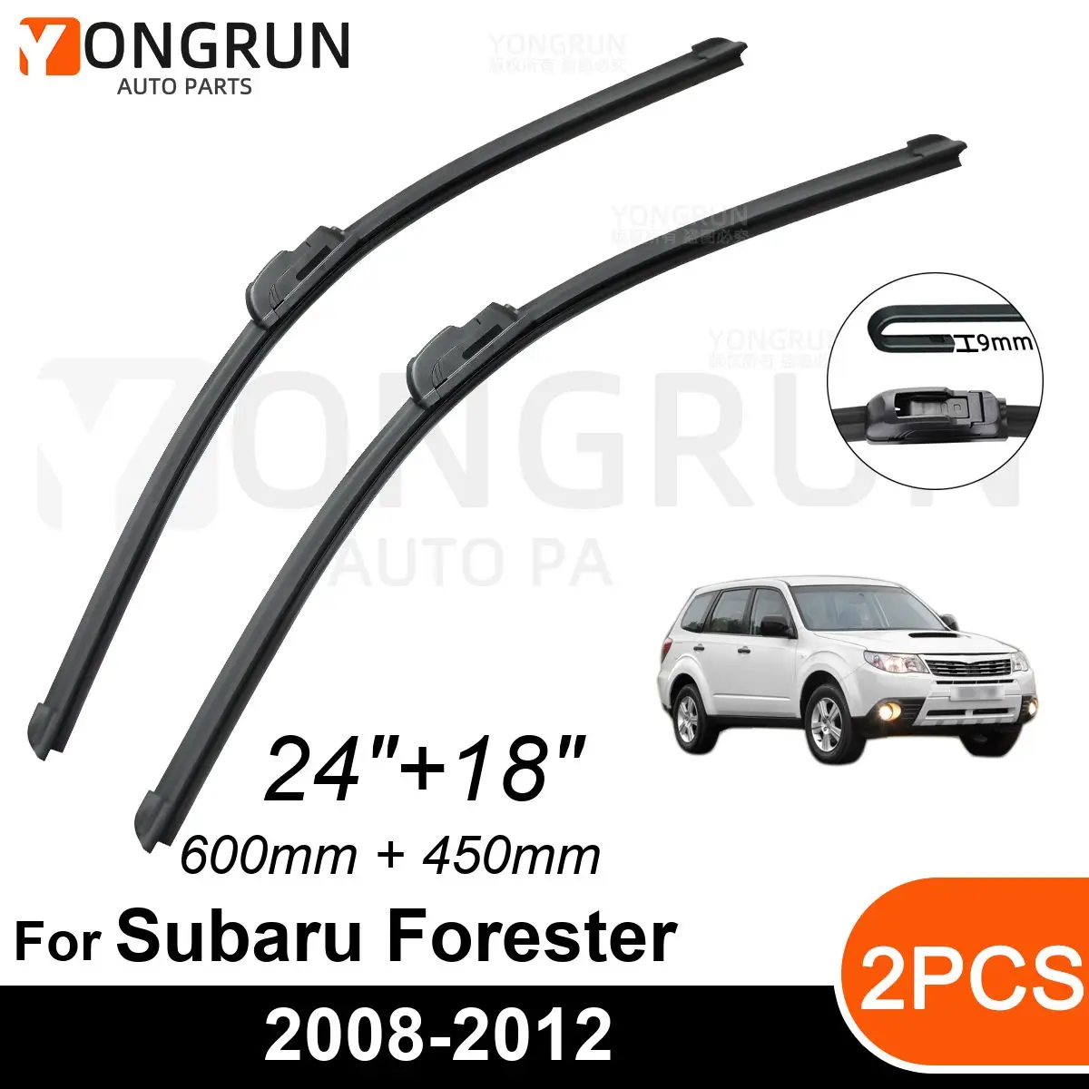 

Стеклоочистители передние Автомобильные для Subaru Forester 2008-2012, резиновые щетки стеклоочистителя 24 + 18 дюймов, аксессуары для лобового стекла автомобиля