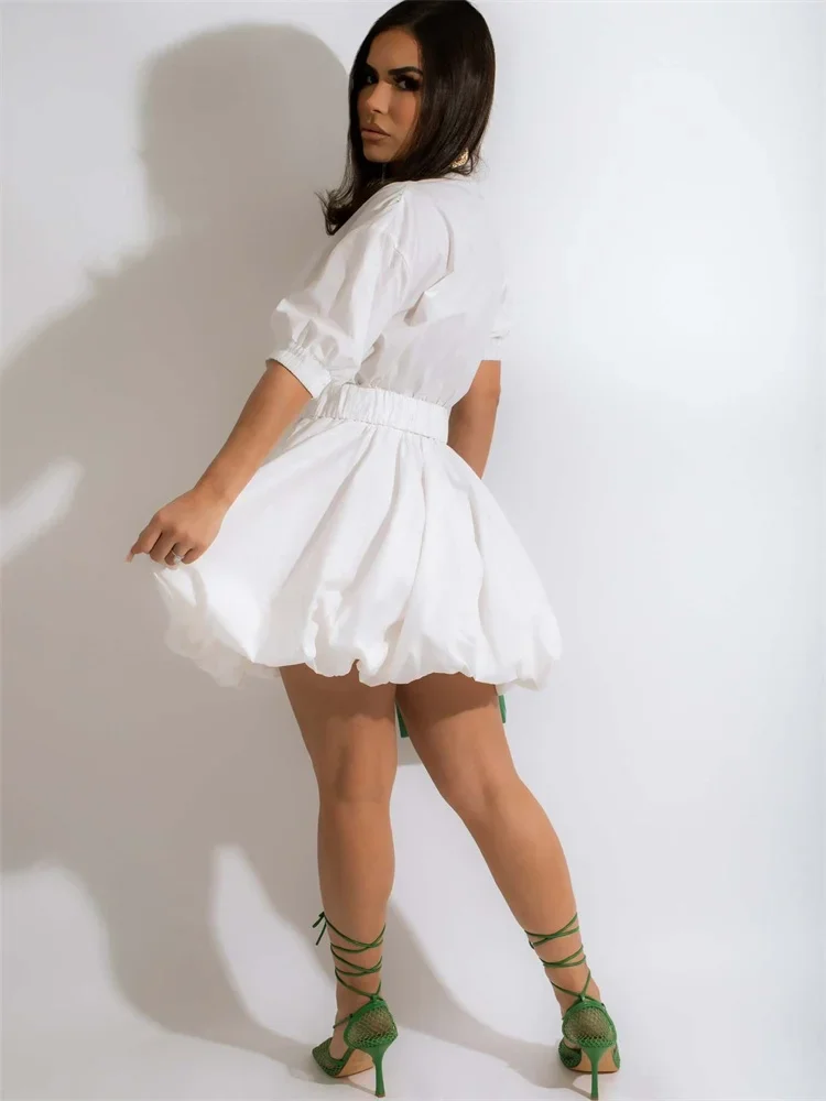 Wmstar Dresses for Women Elegant Casual V Neck Short Sleeve Midi Dress Summer Clothes Wholesale Drop Shipping with Bandage