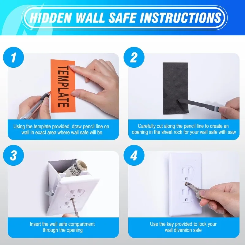Easy-Install Wall Outlet Safe-Hidden Diversion for Valuables, Keys, Money & Jewelry-Non-Waterproof Plastic Security Box