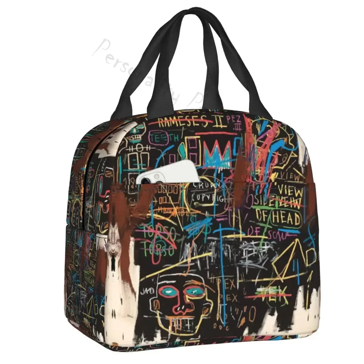 

Famous New York Street Art Lunch Bag Basquiats Graffiti Resuable Thermal Insulated Lunch Box for Picnic Storage Food Tote Bags
