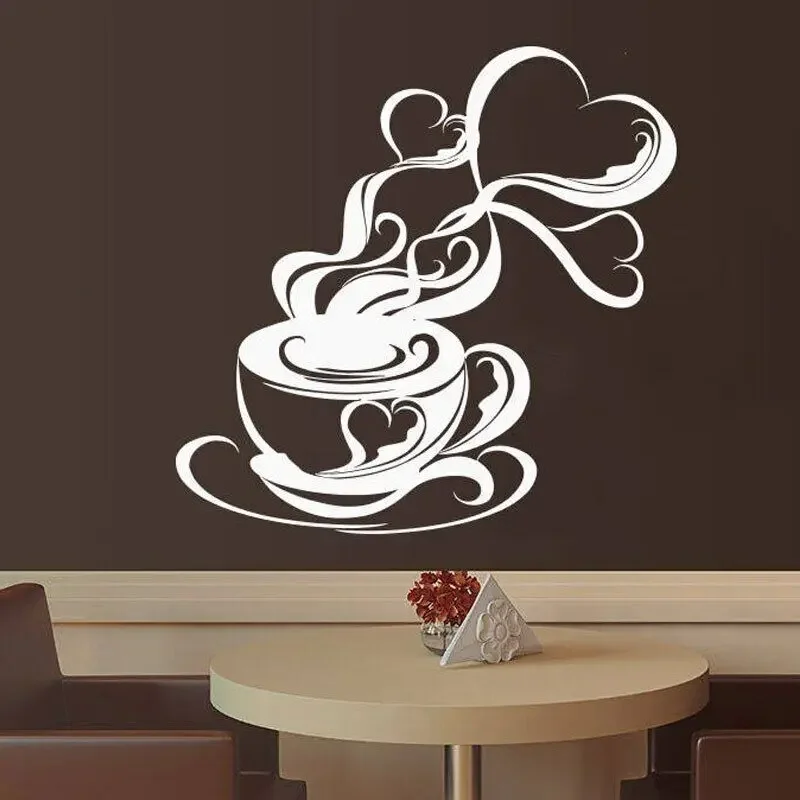 Coffee Cup Beans Kitchen Wall Sticker Vinyl Home Decor Decal Removable Mural Poster 3310