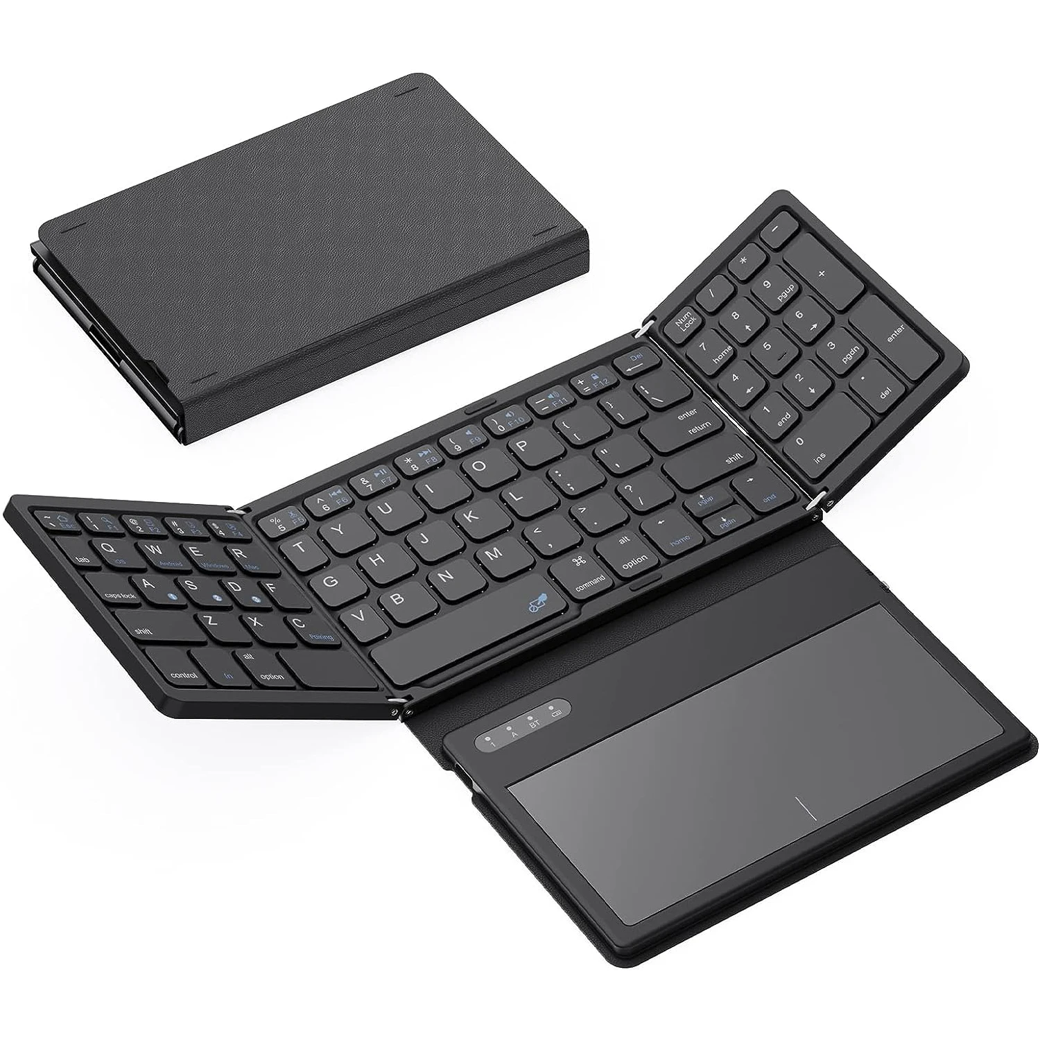 Portable Full Size Folding Keyboard with Touchpad Foldable Bluetooth Keyboard Wireless Travel for Windows/iOS/Android